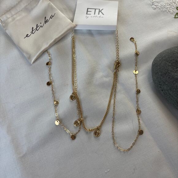 Ettika Revolve Delicate Gold Chain Coins Dangle NWT Classic Staple French Inspo - Picture 4 of 5